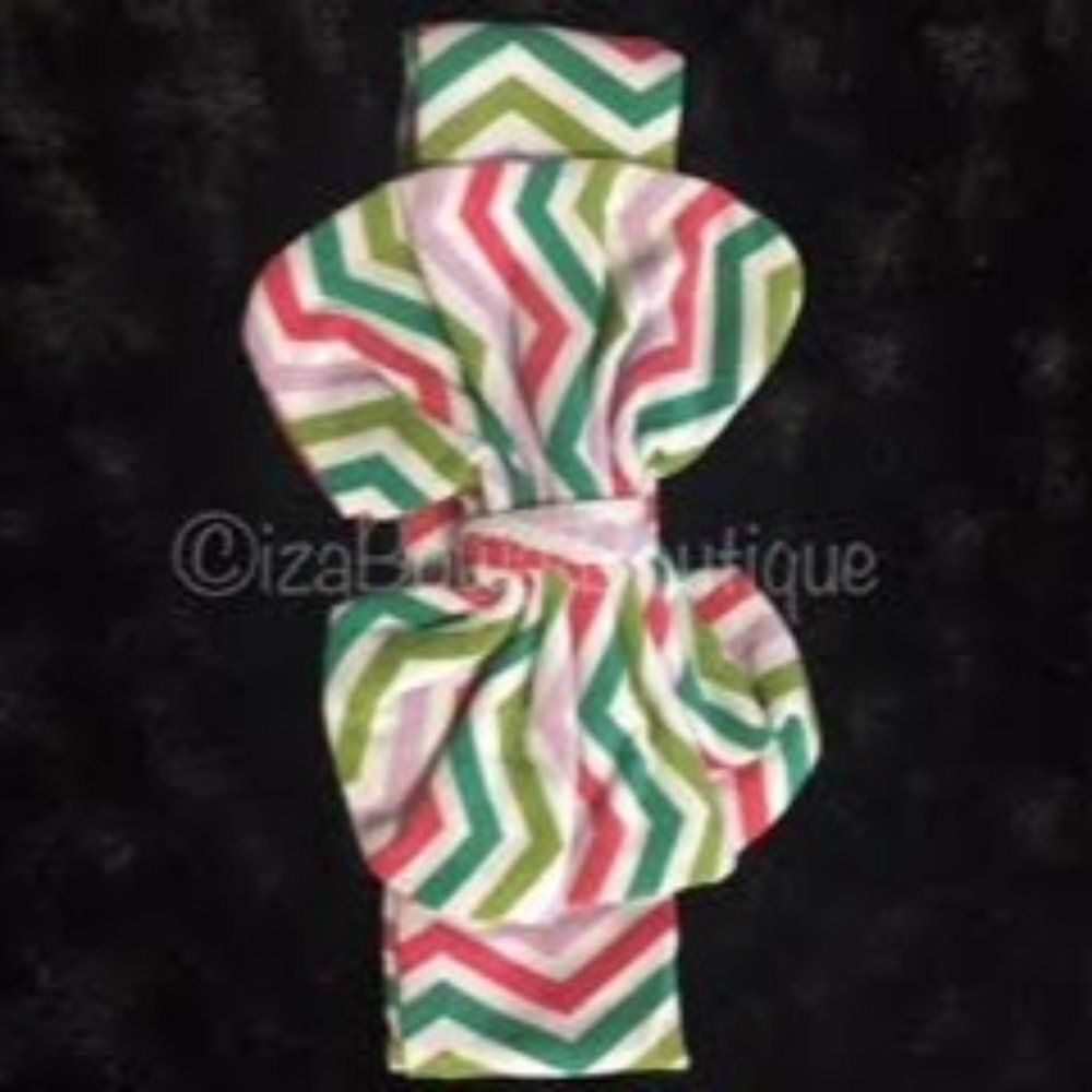 Multicolored Chevron Cotton Big Bow Headband  (2)  HB458  Handmade NWT Boutique